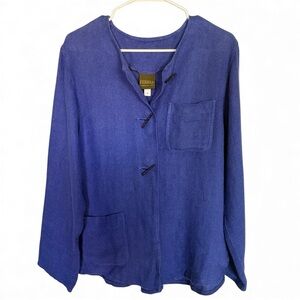 Marlalyce Ferree Cobalt Blue Linen Jacket M | Artsy Lagenlook Cottagecore